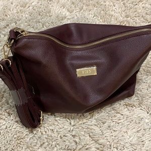 NWOT BCBG Faux Pebbled Leather Crossbody-Burgundy